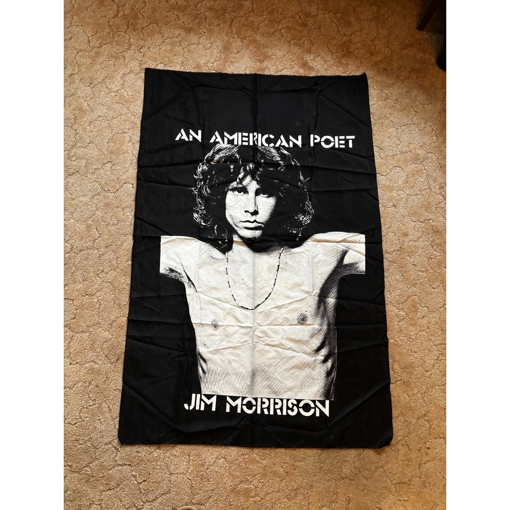 Vintage 1990s The Doors Jim Morrison Band Black Wall Poet Banner Tapestry